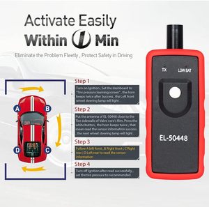 Sensor de Monitoreo de Neumáticos KINGBOLEN EL-50448 con Soporte en Inglés para Vehículos GM, Interfaz USB TPMS Opcional, 4 Sensores - Product Image 4