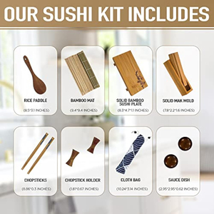 Kit de fabrication de sushis en bambou pour débutants Kit de rouleau à <span class=keywords><strong>sushi</strong></span> 15 pièces Tapis à <span class=keywords><strong>sushi</strong></span> en bambou massif et fleur de cerisier gravée pour la cuisine - Product Image 4
