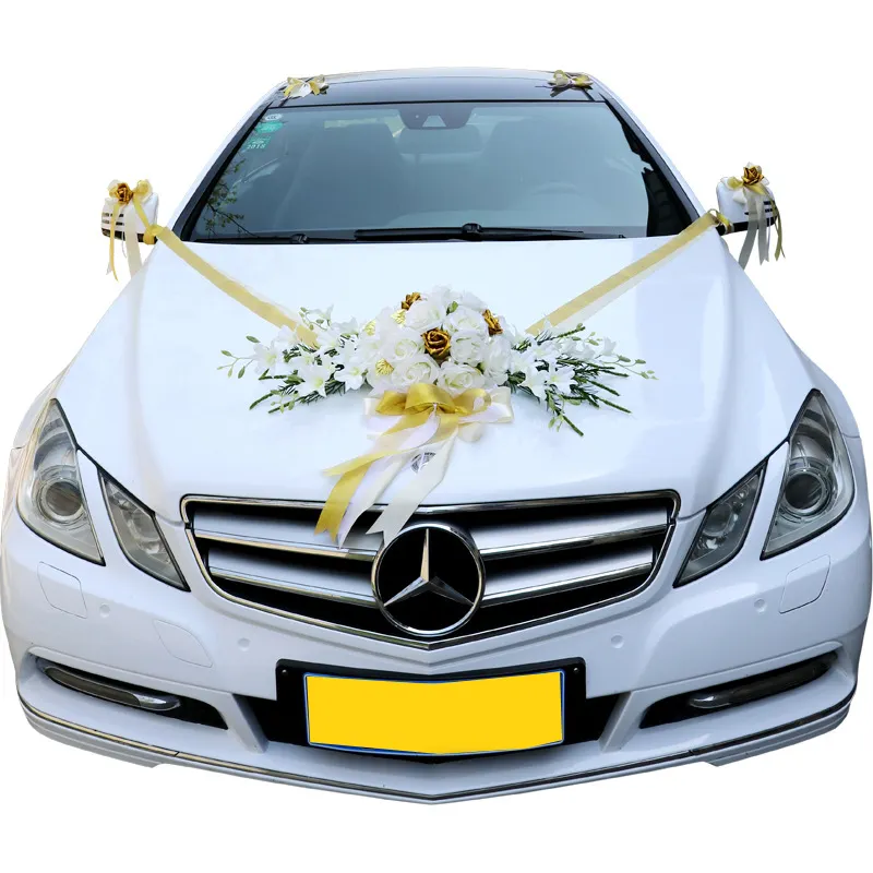 Multicolor rose wedding car decoration set kit artificial flower