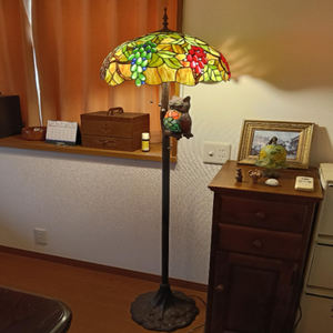 Lampe sur pied en verre teinté Tiffany Owl, style antique, motif vigne, lanterne décorative, pour salle de piano, chambre, lumière de sol - Product Image 3