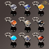 Porte-clés sphérique Planète Galaxie Univers Noble, dôme en cristal double face, thème astronomique, en métal, cadeau