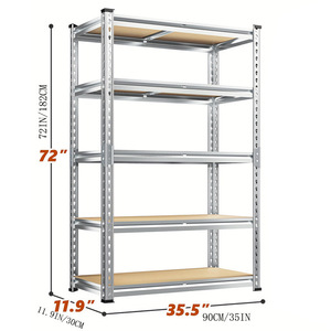 Five Tier Garage Shelf 72 In H Steel Adjustable Heavy Duty Storage Rack For Tools And Equipment - Product Image 2