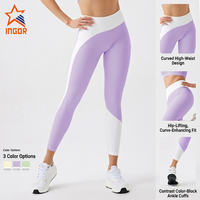 Set Yoga Ramah Lingkungan untuk Wanita, Bra Olahraga Berpinggang Tinggi dan Legging Bergaris untuk Lari dan Kebugaran