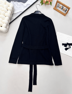 Cardigan chic en tricot boutonné, pull à nouer à la taille avec détail poche, haut à manches longues doux et chaud pour femme, vêtement d'extérieur polyvalent - Product Image 2