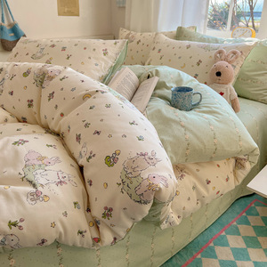 Bộ đồ giường 4 Mảnh vải cotton toàn bộ in thân thiện với môi trường hiện đại thân thiện với da chải dày cho phòng ngủ gia đình mềm mại thoải mái - Product Image 4