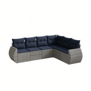 Conjunto de Sofá de Jardín de Poliratán Gris con Cojines, Muebles de Exterior de Estilo Contemporáneo, Diseño Impermeable - Product Image 1