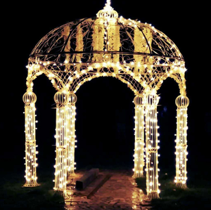 Pabellón de Boda Redondo de Hierro Forjado LANJO con 6 Pilares, Carpa para Ceremonias al Aire Libre, Arco Floral para Eventos - Product Image 2