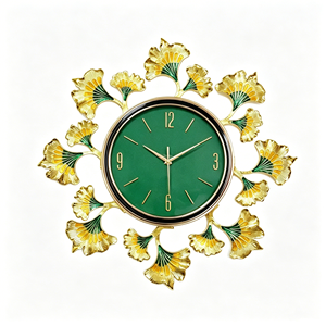 Luxury Golden Ginkgo Leaf Metal Art Deco Antique Silent Quartz Wall <strong>Clock</strong> <strong>Large</strong> Decor for Living Room Home - Product Image 3
