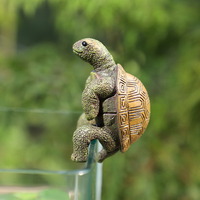 ROOGO Figurine réaliste de tortue en résine, faite à la main, peinte à la main, résistante aux intempéries, ornement pour pot de plante suspendu
