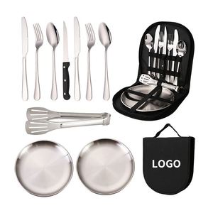2026 Outdoor Accessories <b>Tools</b> Stainless Steel Travel Fork Spoon <b>Bbq</b> Grill Cutlery Set for Party - Product Image 1