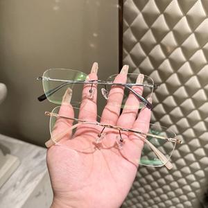 Montures de lunettes sans monture Danyang, ovales, verres en résine transparente, unisexe, design quadrilatère en titane à mémoire de forme 23013 - Product Image 2