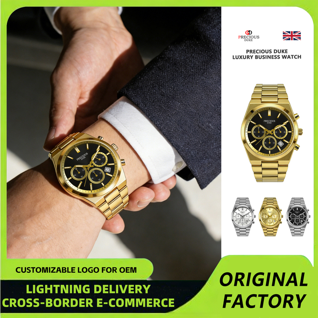 Men's Luxury Sport Watches Stainless Steel Pointer Water-Resistant Quartz Movement Cross-Border Best-Sellers Reasonably Priced