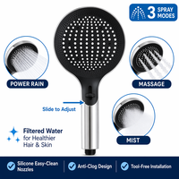 Ensemble de douche noir mat avec pommeau de pluie et douchette à main, accessoires de salle de bain, accessoire de robinetterie