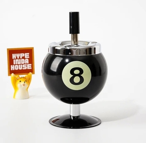 Boule de stockage créative en métal portable en forme de billard avec cendrier de table sur pied pour cendrier intérieur extérieur - Product Image 5