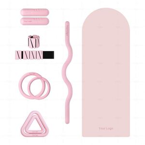 Pink Yoga <b>Mat</b> Set with Resistance Bands and Accessories for Home Workout Your Logo - Product Image 1
