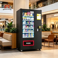 Distributeur automatique de snacks commercial moderne et unique, petit modèle, pour sodas et boissons, avec paiement sans espèces par QR, carte bancaire et monnayeur