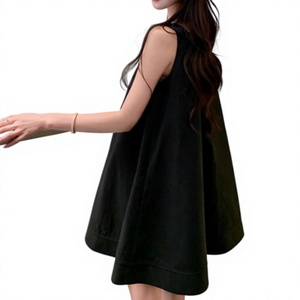 Abito smanicato da donna stile coreano, estivo, giovanile, minimalista, con orlo svasato, vestibilità ampia, modello a trapezio, stile bambola - Product Image 5