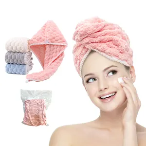 Turbante de pelo absorbente de cabeza de secado rápido de microfibra Toalla de pelo para mujer personalizada de fábrica al por mayor