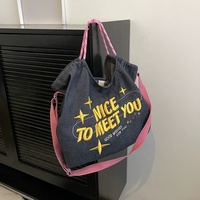 Sac fourre-tout en denim écologique pour dames sac en toile recyclable pour étudiants sac en toile fourre-tout
