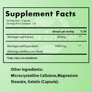 Cápsulas de Moringa 10,000 mg - 120 Cápsulas - Moringa Pura - Superalimento Verde Potente - Venta al por Mayor OEM - Personalizable - Product Image 2