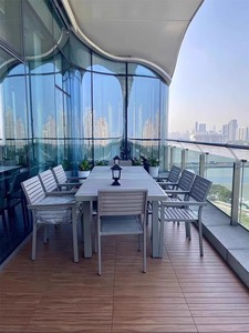 Waterproof Anti-Corrosion Composite Wood <b>Outdoor</b> Table Set With <b>Stackable</b> Armrest <b>Chairs</b> for Home Living Room Hotel Furniture OT - Product Image 4
