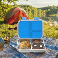 Aohea Boîte à lunch scolaire en acier inoxydable réutilisable à emporter Boîte à lunch Bento pour enfants et écoliers