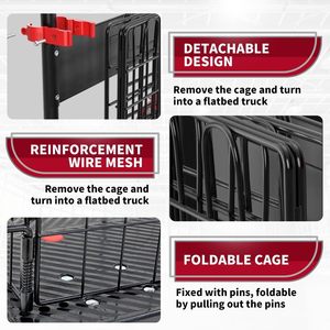 2 In 1 Opvouwbare Platform Trolley Met Gesloten Kooi Zware Opvouwbare Flatbed Dolly Kar Handwagen Met Kooien Voor Watervat - Product Image 5