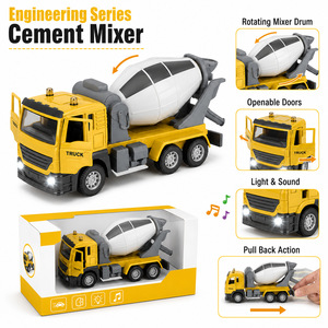 Modèle de camion d'ingénierie en alliage moulé sous pression 1:32 avec son et lumière, camion benne et camion malaxeur à béton à rétrofriction avec portes ouvrantes - Product Image 2