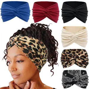 Mode large bandeaux en tissu pour femmes élastique noeud bandeau course sport Yoga cheveux accessoires