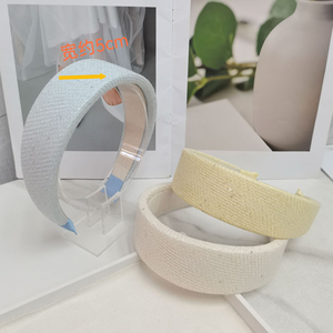 Nuova Collezione Primavera/Estate 2026 - Accessori per Capelli <span class=keywords><strong>Serie</strong></span> Blu - Fasce per Capelli con Corona Alta e Bordi Larghi - Fascia per Capelli Blu in Spugna Spessa - Product Image 5