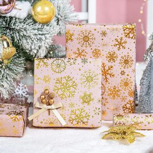 Flyhill Kraft Christmas Wrapping <b>Paper</b> Pink Gold Snowflake Foil Gift <b>Wrap</b> <b>Roll</b> 17inch x 32.8ft Single Side Recyclable - Product Image 5