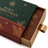Boîte à tiroir en papier imprimé feuille d'or en matériaux recyclés de luxe pour emballage cadeau de Noël