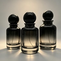 Flacon de parfum noir dégradé de luxe, atomiseur en verre à bouchon rond pour emballage cosmétique haut de gamme