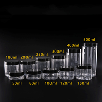 Clear Pet Straight Face Jar Qualité Alimentaire Large Bouche Cosmétiques Crème Pour Le Visage Corps Gommage 300ml 400ml 500ml Pots En Plastique Avec Couvercle Noir