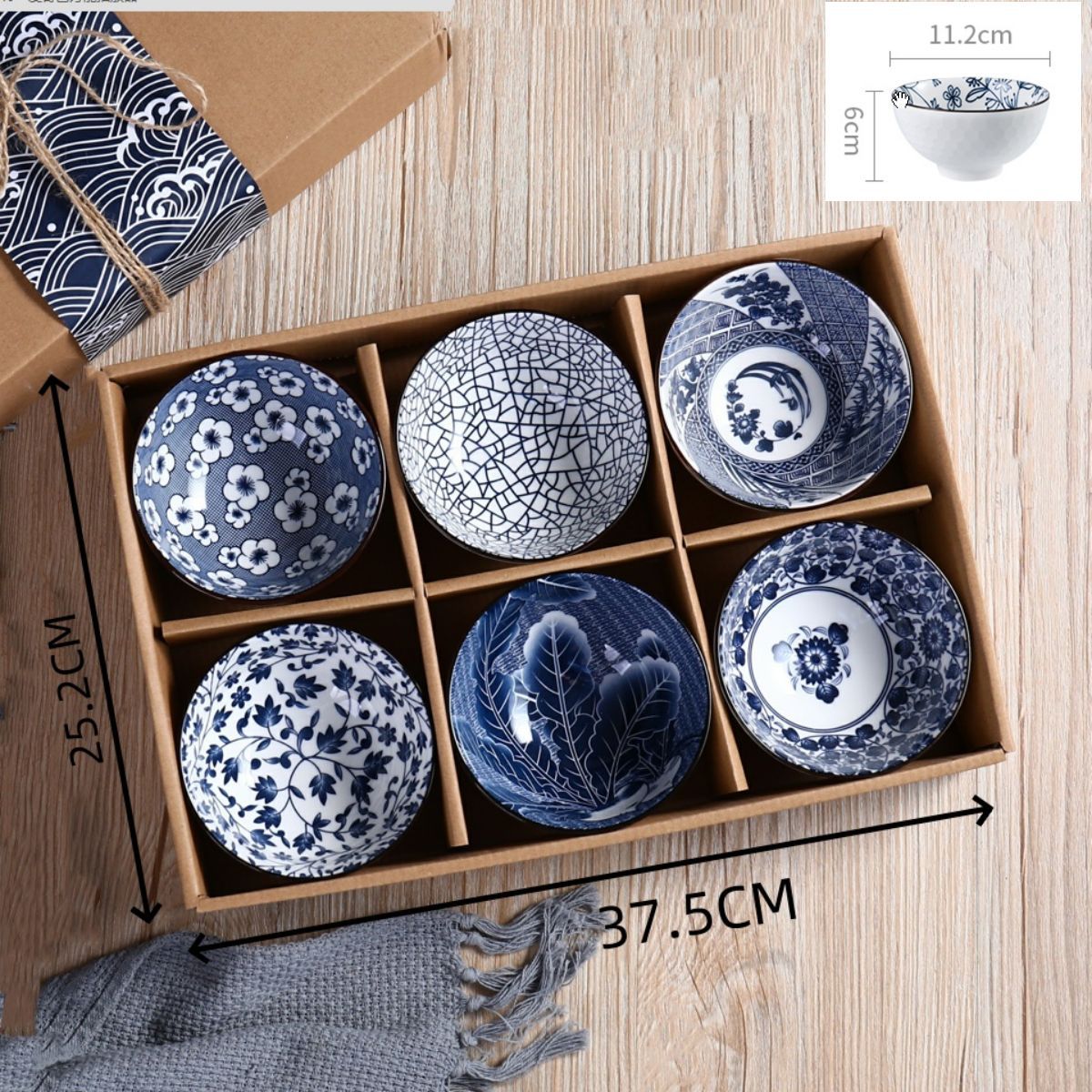 Blanc+Bleu - Coffret cadeau 6 bols