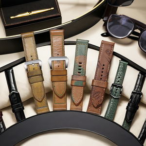 Bracelet de montre unisexe en cuir Crazy Horse au design vintage, personnalisable en gros, 22x20mm, de luxe et respirant - Pour lui et pour elle - Product Image 6