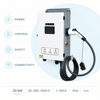 Boîtier de recharge DC 20 kW CCS2 à pistolet unique EVSE OCPP 1.6J avec écran tactile IP54, Hub de recharge pour hôtels et appartements, Minuteur de programmation de recharge