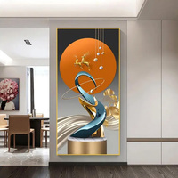 Peinture décorative murale LED de luxe minimaliste pour couloir et salon, art mural décoratif, peinture en porcelaine de cristal