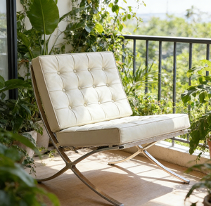 Sillón <span class=keywords><strong>Barcelona</strong></span> <span class=keywords><strong>de</strong></span> Diseño Exclusivo con Asiento Extra Grande, Tapicería <span class=keywords><strong>de</strong></span> Cuero y Cojín <span class=keywords><strong>de</strong></span> Espuma <span class=keywords><strong>de</strong></span> Alta Densidad, Sofá Individual - Product Image 1