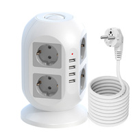 Prise de courant multiprise économique 8 voies + 4 ports USB, 10A, avec 8 prises pour fiches EU, câble de 3m