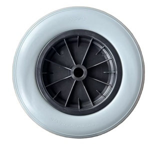 14 \ "rắn PU lốp xe cút kít Caster bánh xe thép bền cao su Polyolefin 20 mm trục mới cho ngành công nghiệp xây dựng - Product Image 1