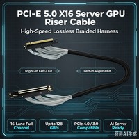 Câble Riser GPU TISHRIC PCIe 5.0 x16 Gen5, Câble d'Extension de Carte Graphique PCI Express Haute Vitesse Blindé et Flexible pour Serveur IA et PC