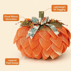 Decorazione Autunnale Unica: Ghirlanda di Fiori e Piante in Iuta a Forma di Zucca, Fatta a Mano, da Appendere alla Porta - Product Image 2
