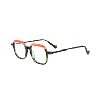 Monturas de Gafas de Acetato Premium Unisex, Monturas Ópticas Geométricas Vintage Transparentes de Color, Venta al Por Mayor