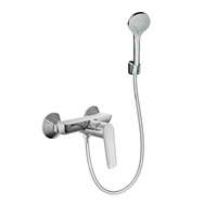 Robinet de lavabo mural en laiton à poignée unique, design européen moderne, avec cartouche céramique, mitigeur chaud/froid