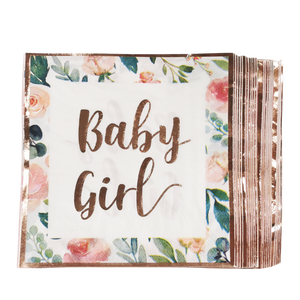 Gül altın çiçek bebek duş partisi sofra seti 24 çevre dostu tabaklar peçeteler bardaklar bıçaklar çatal masa süslemeleri - Product Image 4