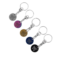 Porte-clés promotionnel personnalisé en métal émaillé en forme de jeton de chariot de supermarché européen