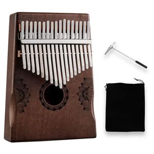 Huashu Kalimbas berongga 17 tuts kayu mahoni, instrumen musik Mibra Afrika untuk pemula