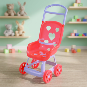 Foldable Plastic Baby <b>Doll</b> Stroller Toy for Girls Ages 2-3Y-9Y Pretend Parenting <b>Play</b> Mesh Bag - Product Image 3