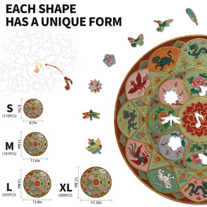 Puzzle en bois Mandala Auspicieux pour adultes et adolescents avec boîte cadeau et support, décoration intérieure, jeu anti-stress - Product Image 5